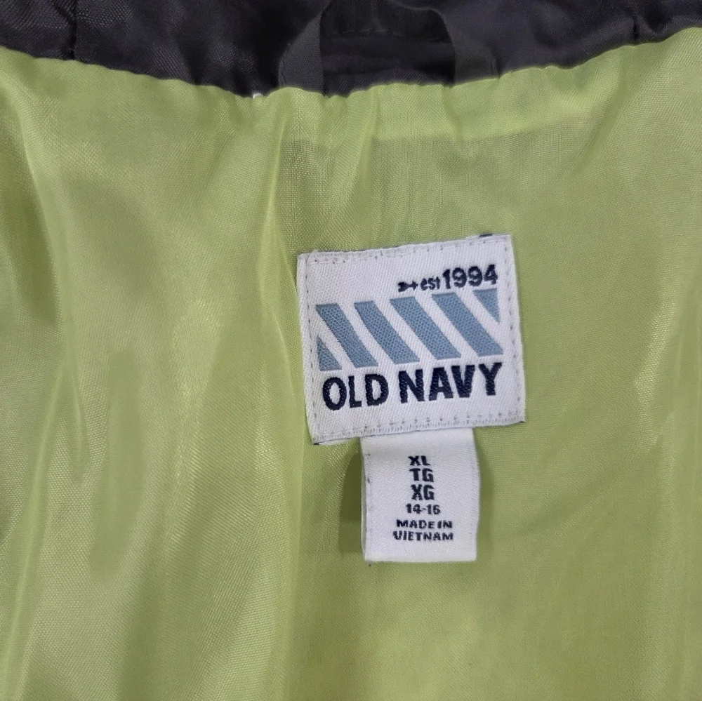 Old Navy Gray/Lime Green Quilted  Boys Jacket Sz.XL(14-16)